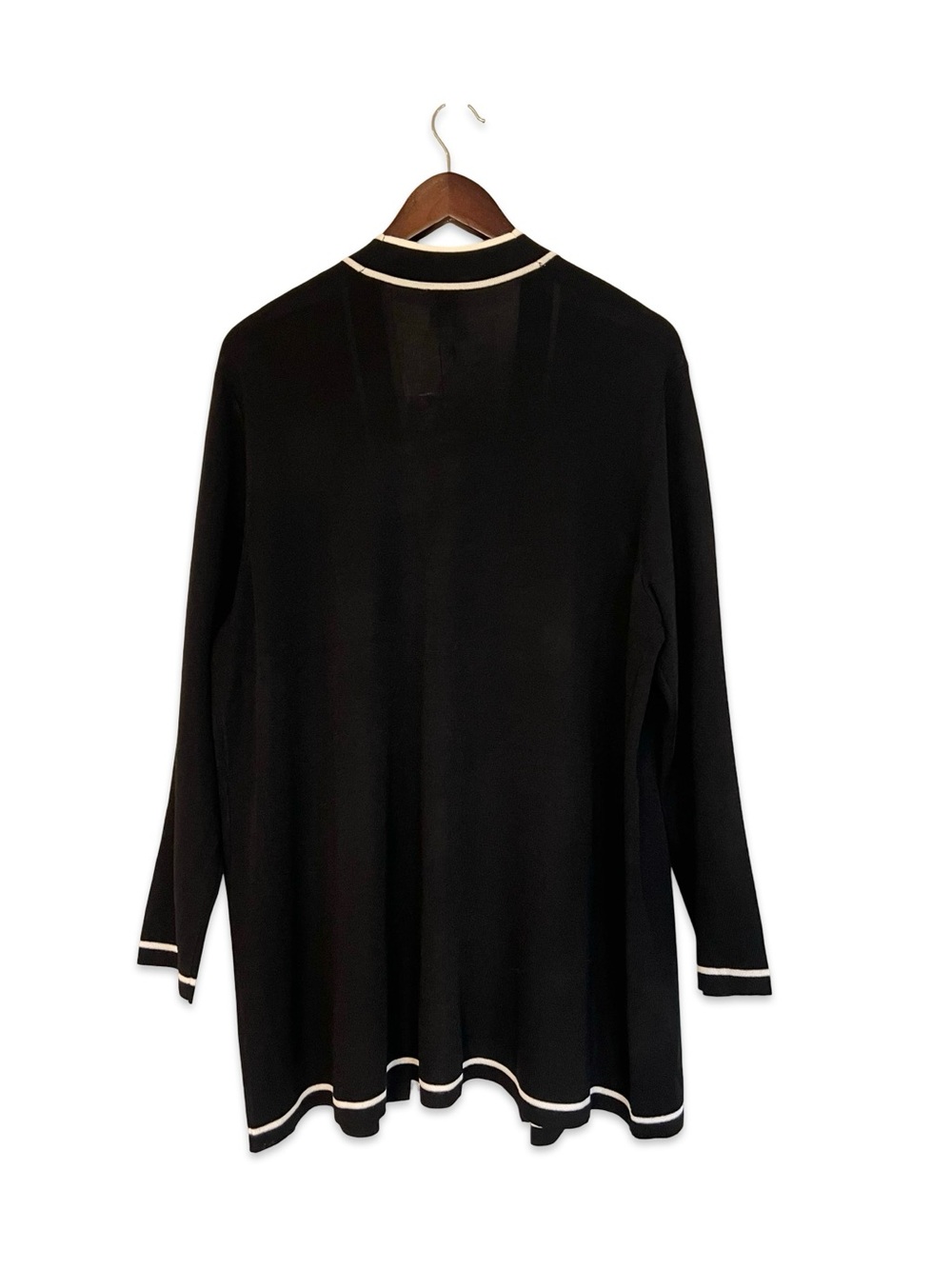 Anne Klein black and white long line open front sweater cardigan Size 2X NWT - Picture 4 of 8